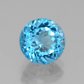 Topázio azul natural 2,59ct, corte redondo, VVS