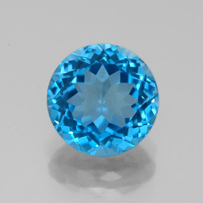 Topázio azul natural 2,69ct, corte redondo, VVS