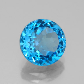 Topázio azul natural 2,69ct, corte redondo, VVS