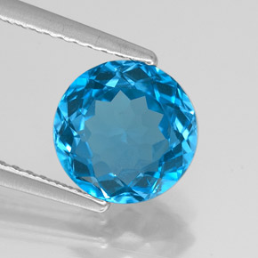 Topázio azul natural 2,35ct, corte redondo, VVS-VS