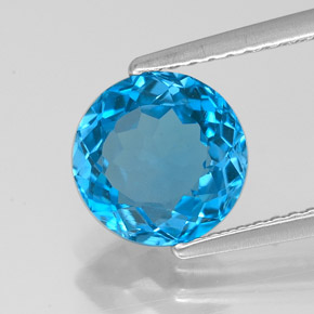 Topázio azul natural 2,35ct, corte redondo, VVS-VS