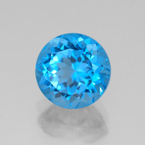 Topázio azul natural 2,80ct, corte redondo, VVS