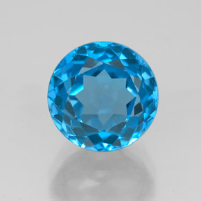 Topázio azul natural 4,17ct, corte redondo, VVS-VS