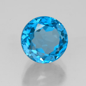Topázio azul natural 4,17ct, corte redondo, VVS-VS