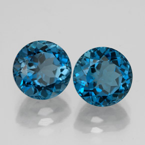 Pedras preciosas de topázio azul natural de  ct, corte redondo, VVS-VS