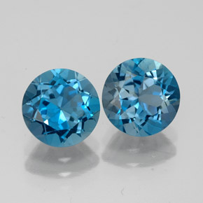 Pedras preciosas de topázio azul natural de  ct, corte redondo, VVS