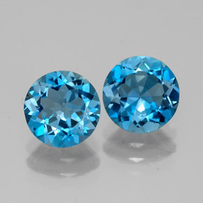 Pedras preciosas de topázio azul natural de  ct, corte redondo, VVS-VS