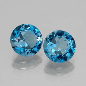 Pedras preciosas de topázio azul natural de  ct, corte redondo, VVS-VS
