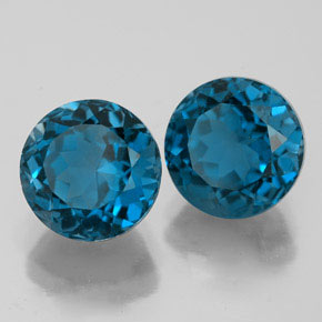 Pedras preciosas de topázio azul natural de  ct, corte redondo, VVS
