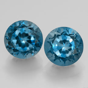 Pedras preciosas de topázio azul natural de  ct, corte redondo, VVS