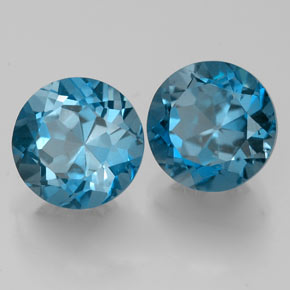 Pedras preciosas de topázio azul natural de  ct, corte redondo, VVS