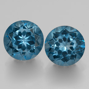 Pedras preciosas de topázio azul natural de  ct, corte redondo, VVS
