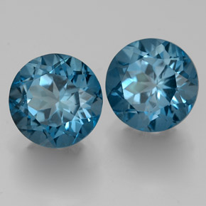 Pedras preciosas de topázio azul natural de  ct, corte redondo, VVS