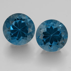 Pedras preciosas de topázio azul natural de  ct, corte redondo, VVS-VS