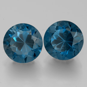 Pedras preciosas de topázio azul natural de  ct, corte redondo, VVS-VS