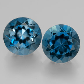 Pedras preciosas de topázio azul natural de  ct, corte redondo, VVS