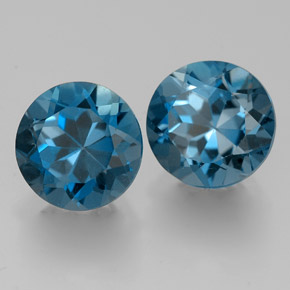 Pedras preciosas de topázio azul natural de  ct, corte redondo, VVS