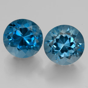 Pedras preciosas de topázio azul natural de  ct, corte redondo, VVS