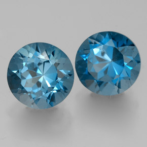 Pedras preciosas de topázio azul natural de  ct, corte redondo, VVS