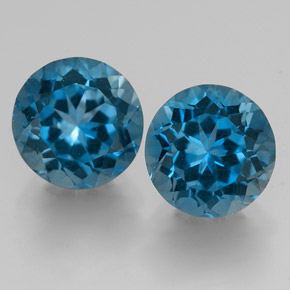 Pedras preciosas de topázio azul natural de  ct, corte redondo, VVS
