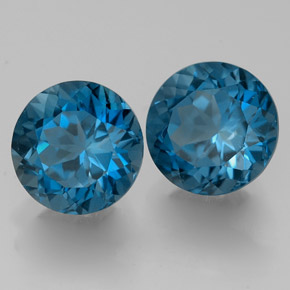 Pedras preciosas de topázio azul natural de  ct, corte redondo, VVS