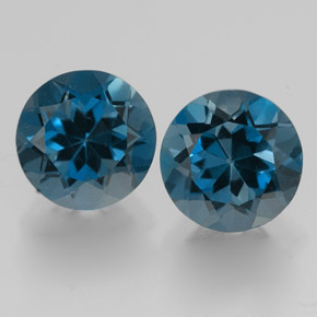 Pedras preciosas de topázio azul natural de  ct, corte redondo, VVS-VS
