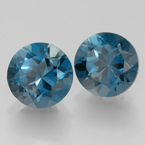 Pedras preciosas de topázio azul natural de  ct, corte redondo, VVS-VS