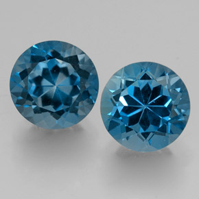 Pedras preciosas de topázio azul natural de  ct, corte redondo, VVS-VS