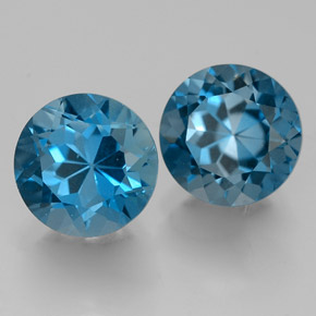 Pedras preciosas de topázio azul natural de  ct, corte redondo, VVS-VS