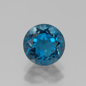 Topázio azul natural 1,74ct, corte redondo, VS