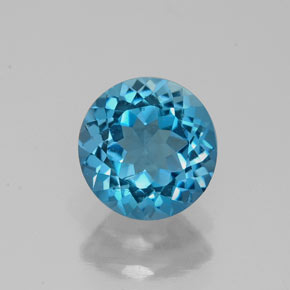 Topázio azul natural 1,63ct, corte redondo, VS