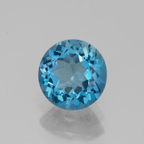 Topázio azul natural 1,63ct, corte redondo, VS