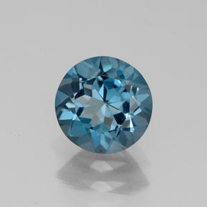 Topázio azul natural 1,46ct, corte redondo, VVS-VS