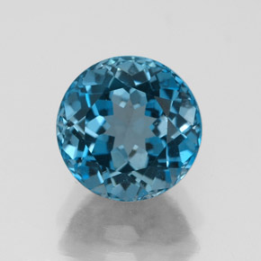 Topázio azul natural 2,92ct, corte redondo, VVS