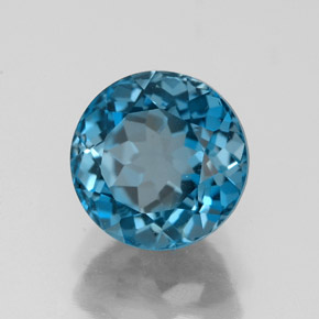 Topázio azul natural 2,92ct, corte redondo, VVS
