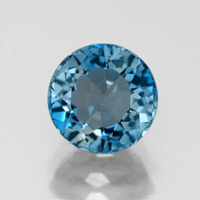 Topázio azul natural 2,85ct, corte redondo, VVS