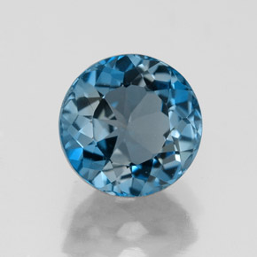 Topázio azul natural 2,85ct, corte redondo, VVS
