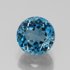 Topázio azul natural 3,19ct, corte redondo, VVS