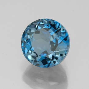 Topázio azul natural 3,19ct, corte redondo, VVS