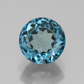 Topázio azul natural 2,73ct, corte redondo, VVS