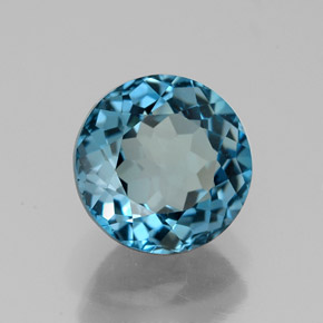 Topázio azul natural 2,73ct, corte redondo, VVS