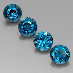 Pedras preciosas de topázio azul natural de  ct, corte redondo, VVS