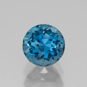Topázio azul natural 2,84ct, corte redondo, VVS