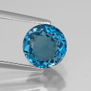 Topázio azul natural 2,78ct, corte redondo, VVS