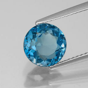 Topázio azul natural 2,78ct, corte redondo, VVS