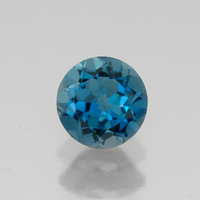 Topázio azul natural 1,71ct, corte redondo, VVS