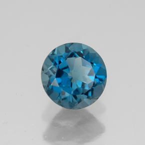 Topázio azul natural 1,71ct, corte redondo, VVS