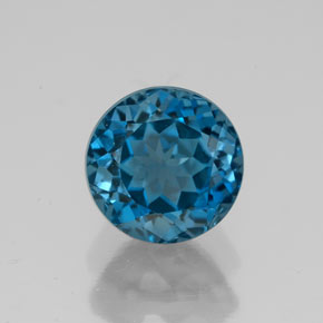 Topázio azul natural 3,00ct, corte redondo, VVS