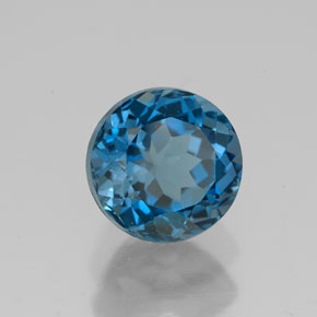 Topázio azul natural 3,00ct, corte redondo, VVS