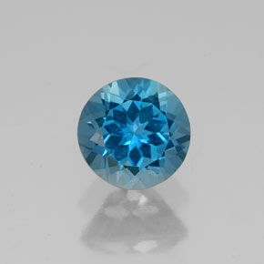 Topázio azul natural 1,76ct, corte redondo, VVS